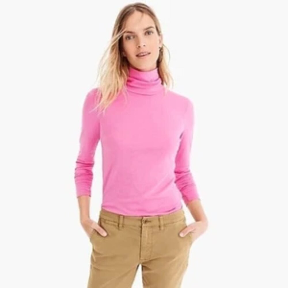 J.Crew Tissue turtleneck-cotton-K4227-INTENSE PINK/pink-NWT